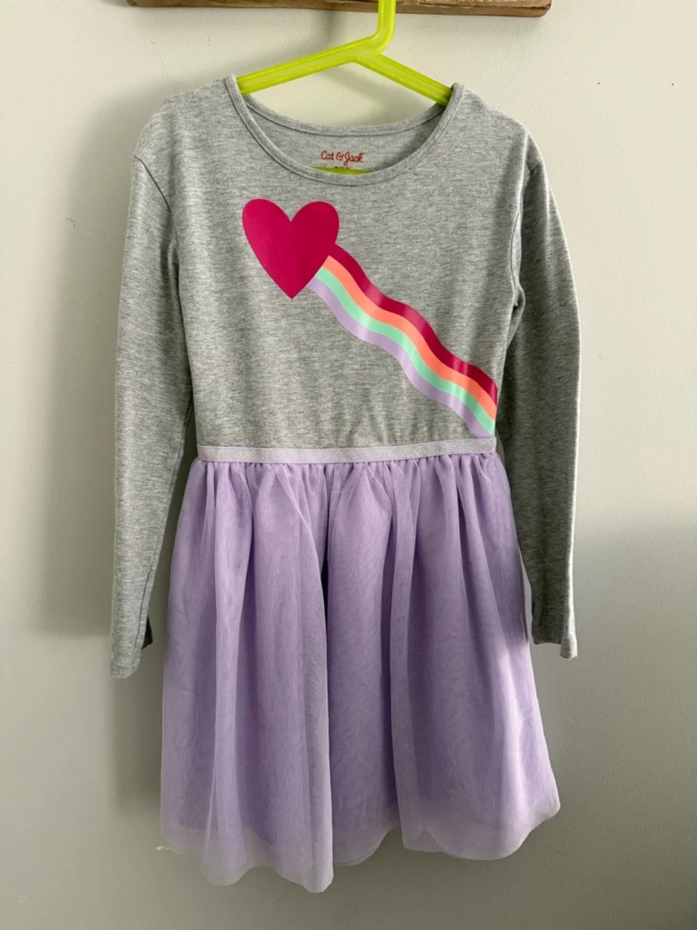 CAT & JACK Girls Long Sleeve Dress Bundle-Tie Dye & Rainbow Tutu Size M 7/8